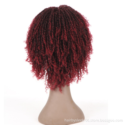 Magic Hair 13"Inch High Temperature Fiber Dreadlock Ombre Burg Crochet Twist Hair Soft Short Synthetic Wigs For Black Women